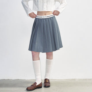 [NS76] SS Korean Preppy Ribbon Pleated A-Line Skirt