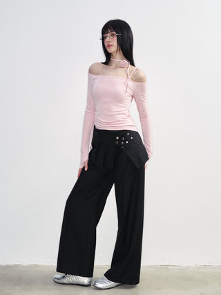 [NS76] SS Low Waist Pleated Casual Suit Pants