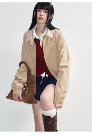 [NS76] SS Polo Collar Loose Khaki Workwear Jacket