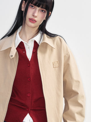 [NS76] SS Polo Collar Loose Khaki Workwear Jacket