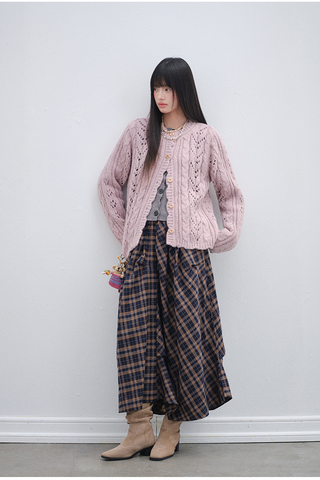 [OTR] Pink Flower Wool Knit Cardigan