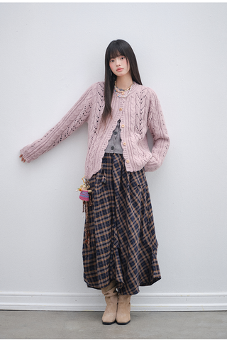 [OTR] Pink Flower Wool Knit Cardigan