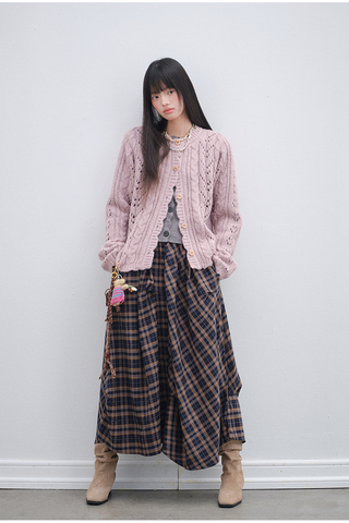 [OTR] Pink Flower Wool Knit Cardigan