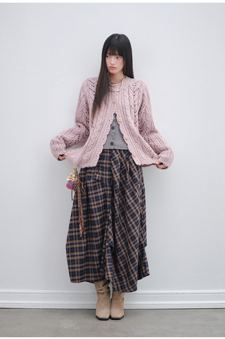 [OTR] Pink Flower Wool Knit Cardigan