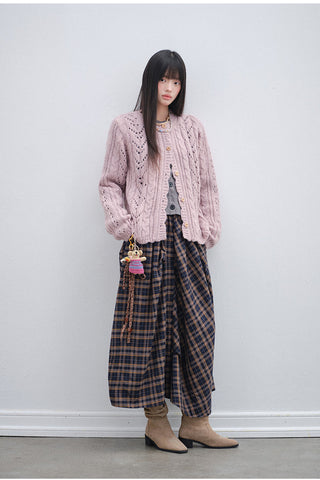 [OTR] Pink Flower Wool Knit Cardigan