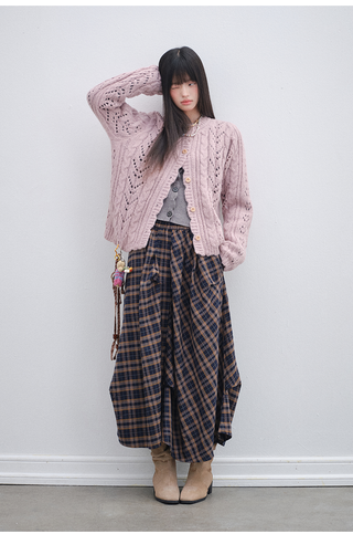 [OTR] Pink Flower Wool Knit Cardigan