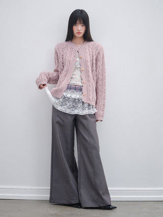 [OTR] Pink Flower Wool Knit Cardigan