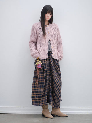 [OTR] Pink Flower Wool Knit Cardigan