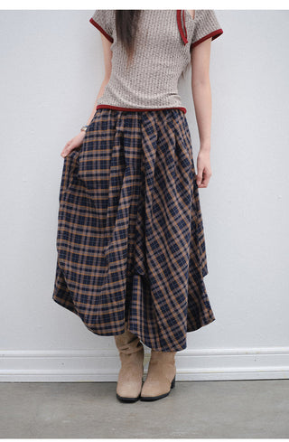 [OTR] British College Style Irregular Plaid Skirt