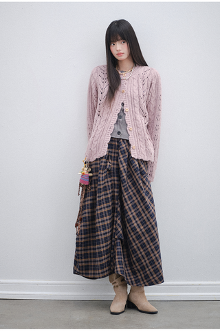 [OTR] British College Style Irregular Plaid Skirt