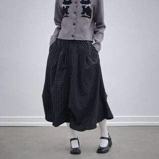 [OTR] British College Style Irregular Plaid Skirt