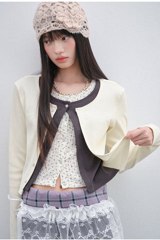 [OTR] College Style Polka Dot Wool Knit Cardigan