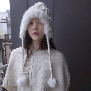 Wool knitted plush hat