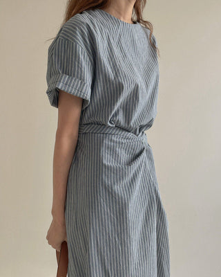 Korean Striped Knot-Tie Summer Dress