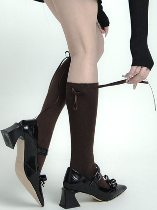 Ribbon Bow Knee-High Socks