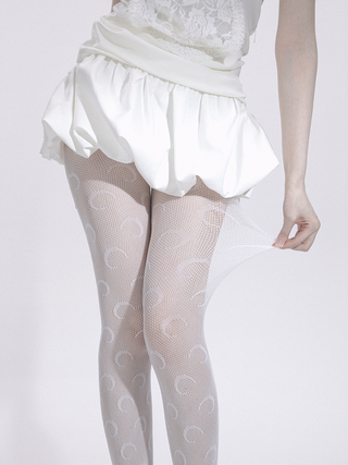 Crescent moon hollow mesh stockings