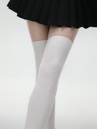 Solid Color Knee-High Slim Socks