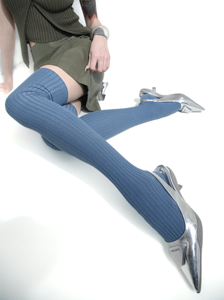 Solid Color Knee-High Slim Socks