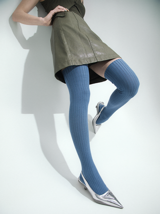 Solid Color Knee-High Slim Socks