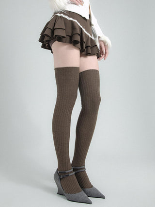 Solid Color Knee-High Slim Socks