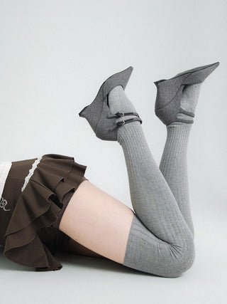 Solid Color Knee-High Slim Socks