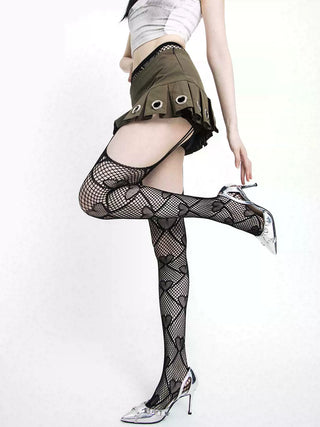 Y2k  Love hollow mesh stockings