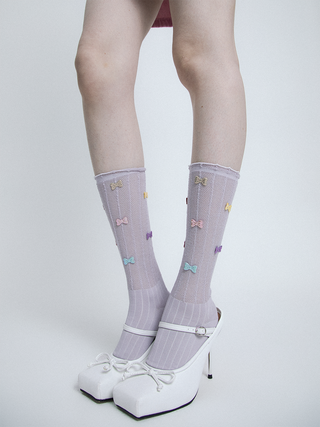 Candy Bow Girls Mesh Socks