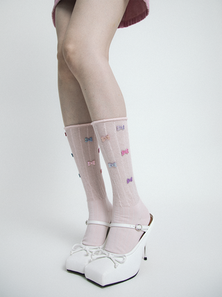 Candy Bow Girls Mesh Socks