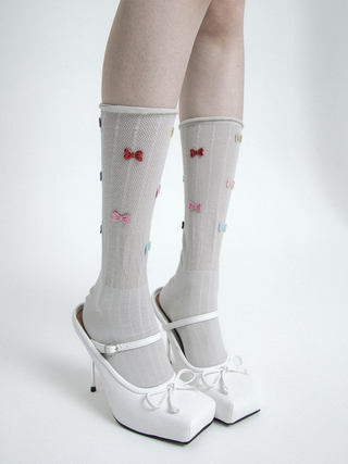 Candy Bow Girls Mesh Socks