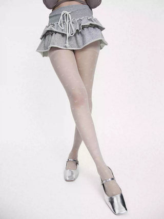 Bow pattern thin transparent stockings