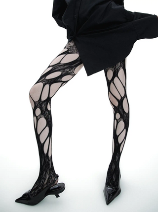 Knife cut hole mesh desgin stockings