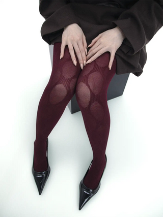 Geometric circular pattern transparent stockings