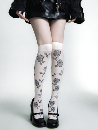 Retro floral transparent stockings