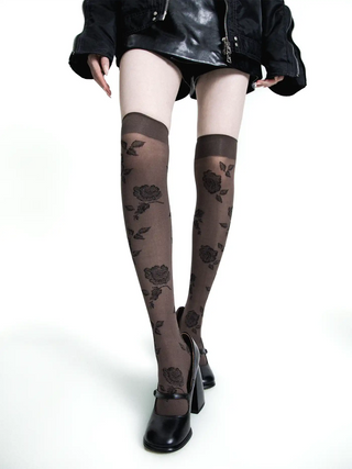 Retro floral transparent stockings