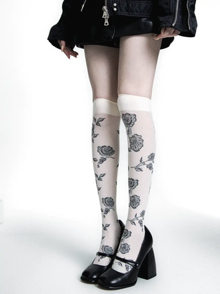 Retro floral transparent stockings