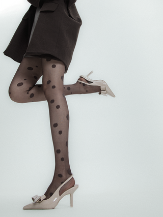 Irregular size polka dots pattern stockings