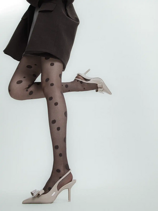 Irregular size polka dots pattern stockings