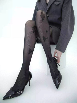 Jacquard transparent darkgothic stockings