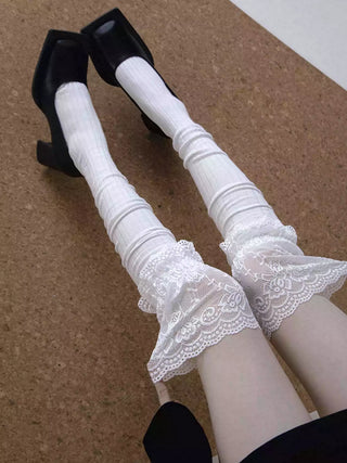 Lace stitching long socks