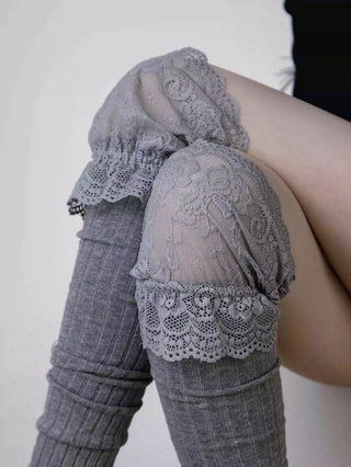 Lace stitching long socks