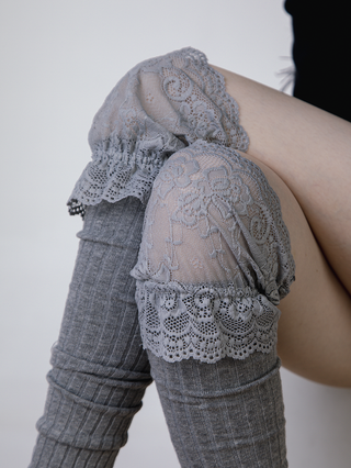 Lace stitching long socks