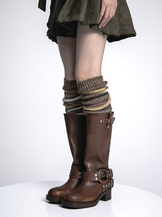 Striped knitted knee warm boots socks