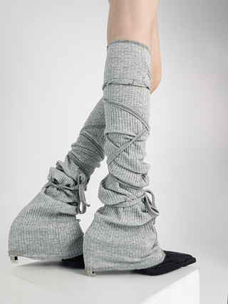 Y2k knitted flared strappy socks