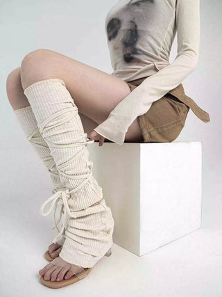 Y2k knitted flared strappy socks