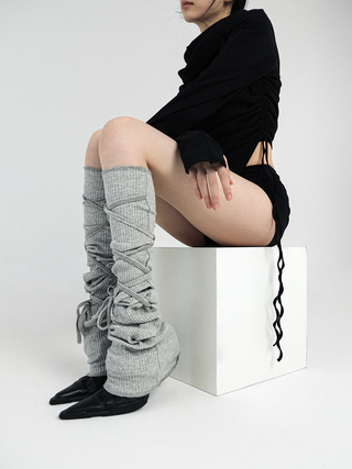 Y2k knitted flared strappy socks