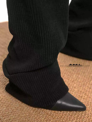 Pure black label corduroyCuff leg socks