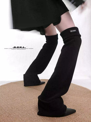 Pure black label corduroyCuff leg socks