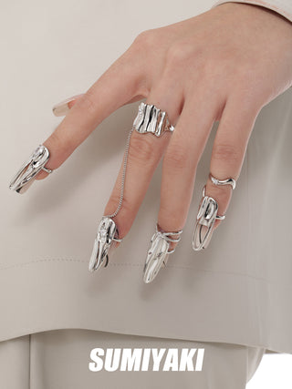 Metal style texture nail ring