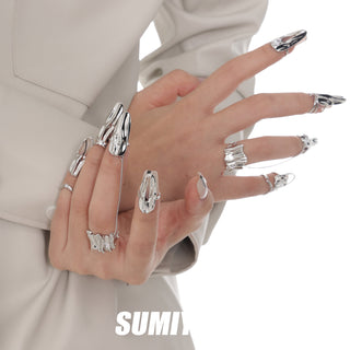 Metal style texture nail ring