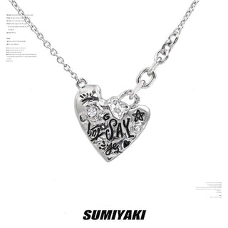 Heart Graffiti Texture Lava Necklace